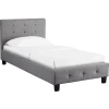 Idimex Lit simple REVE, 90 x 190 cm, capitonné avec sommier, revêtement en tissu gris* Lit Simple