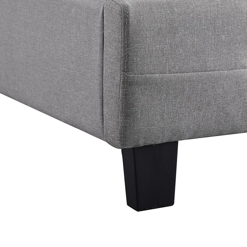 Idimex Lit simple REVE, 90 x 190 cm, capitonné avec sommier, revêtement en tissu gris* Lit Simple