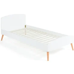 Lit simple scandinave 90 x 190 CM SOREN bois et blanc><noscript><img width=
