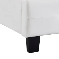 Lit simple TICO, 90 x 190 cm, capitonné avec sommier, revêtement synthétique blanc><noscript><img width=