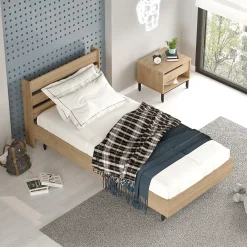 [En.Casa] Lit simple Vesanto 100 x 200 cm effet chêne noir en.casa* Lit Simple