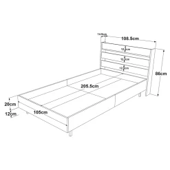 [En.Casa] Lit simple Vesanto 100 x 200 cm effet chêne noir en.casa* Lit Simple