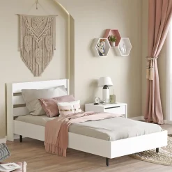 Lit simple Vesanto 100 x 200 cm blanc noir en.casa>[En.Casa] Sale