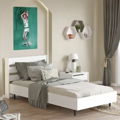 Lit simple Vesanto 100 x 200 cm blanc noir en.casa>[En.Casa] Sale