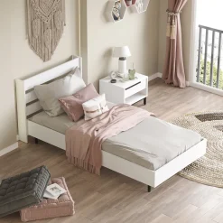 Lit simple Vesanto 100 x 200 cm blanc noir en.casa><noscript><img width=