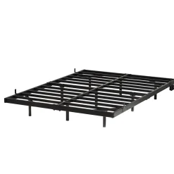 Okwish Lit Simple 120x200 cm - Lit Ado Metal avec Éclairage LED et Ports USB, Contrôle Télécommande App, Noir, sans Matelas* Lit Simple