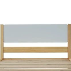 Lit Simple 90x200 cm - Lit Ado ou Adulte Sans Matelas - Bois de Pin Massif - Blanc et Naturel><noscript><img width=