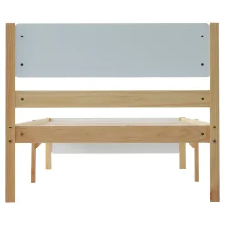 Lit Simple 90x200 cm - Lit Ado ou Adulte Sans Matelas - Bois de Pin Massif - Blanc et Naturel><noscript><img width=