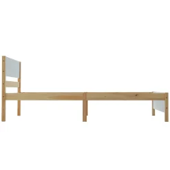 Lit Simple 90x200 cm - Lit Ado ou Adulte Sans Matelas - Bois de Pin Massif - Blanc et Naturel><noscript><img width=