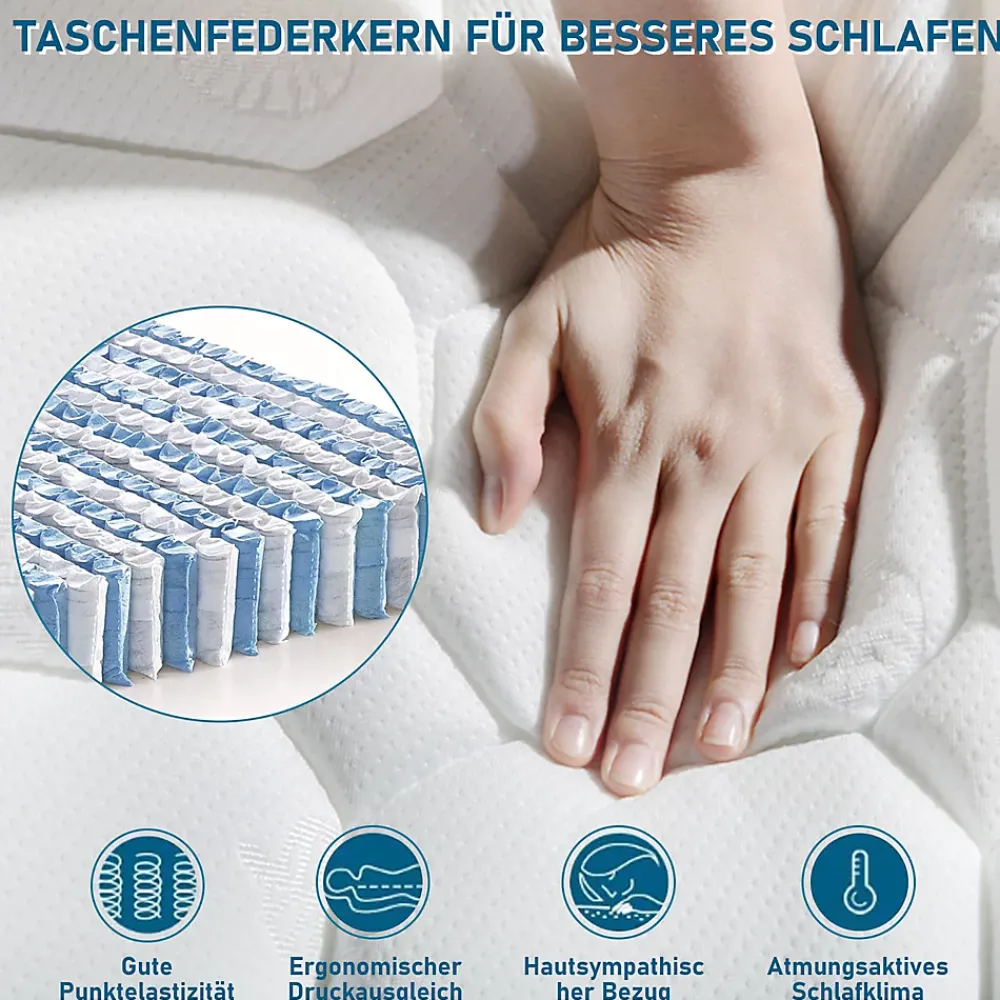 Generique Lit simple 90x200 cm - Lit adulte capitonné avec sommier à lattes - Lin - Matelas Inclus - Gris* Lit Simple