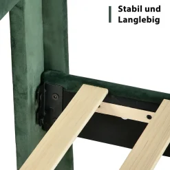 Lit simple 90x200 cm - Lit adulte capitonné avec tête de lit - Lin - Sans Matelas - Vert Foncé><noscript><img width=