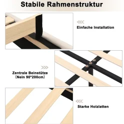 Okwish Lit Simple 90x200 cm - Lit Capitonné en Velours avec Tête de Lit Coquillage et Banquette de Rangement - Sans Matelas - Beige* Lit Simple