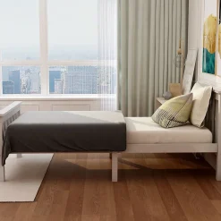 Okwish Lit simple 90x200 cm - Lit classique avec sommier à lattes - Pin et MDF - Sans matelas - Blanc* Lit Simple