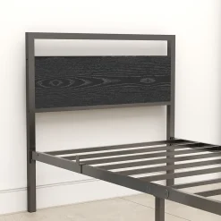 Okwish Lit Simple 90x200 cm - Lit en Métal Noir Robuste Gain de Place pour Petite Chambre - Sans Matelas* Lit Simple