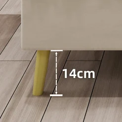 Okwish Lit Simple 90x200 cm - Lit Enfant avec Tête Cartoon Capitonnée et Cadre Bas, Velours Beige, sans Matelas*Enfant Lit Enfant