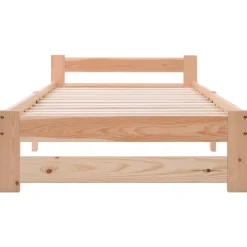 Okwish Lit Simple 90x200 cm - Lit Futon Naturel avec Tête de Lit en Bois Massif - Sommier Inclus - Minimaliste Scandinave - Sans Matelas* Lit Simple