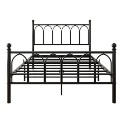 Lit Simple 120x200 cm - Lit Métal Ado Vintage avec LED et Ports USB, Barres Acier Renforcées, Sans Matelas - Métal Noir><noscript><img width=