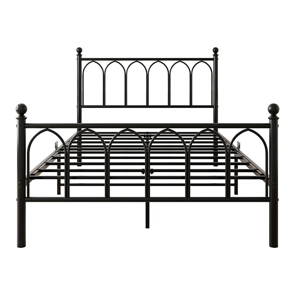 Lit Simple 120x200 cm - Lit Métal Ado Vintage avec LED et Ports USB, Barres Acier Renforcées, Sans Matelas - Métal Noir>Okwish Online