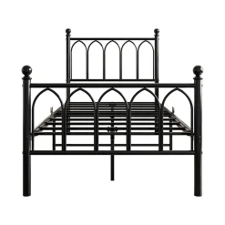 Lit Simple 90x200 cm - Lit Métal Ado avec Éclairage LED et Ports USB, Barres Acier Renforcées, Sans Matelas - Métal Noir><noscript><img width=