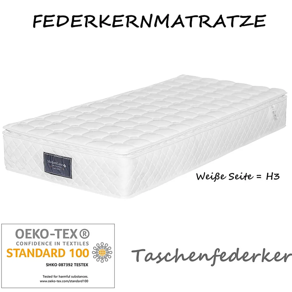 Lit simple 90x200 cm - Lit rembourré avec tête de lit capitonnée - Lin - Matelas Inclus - Gris-Beige>Okwish New