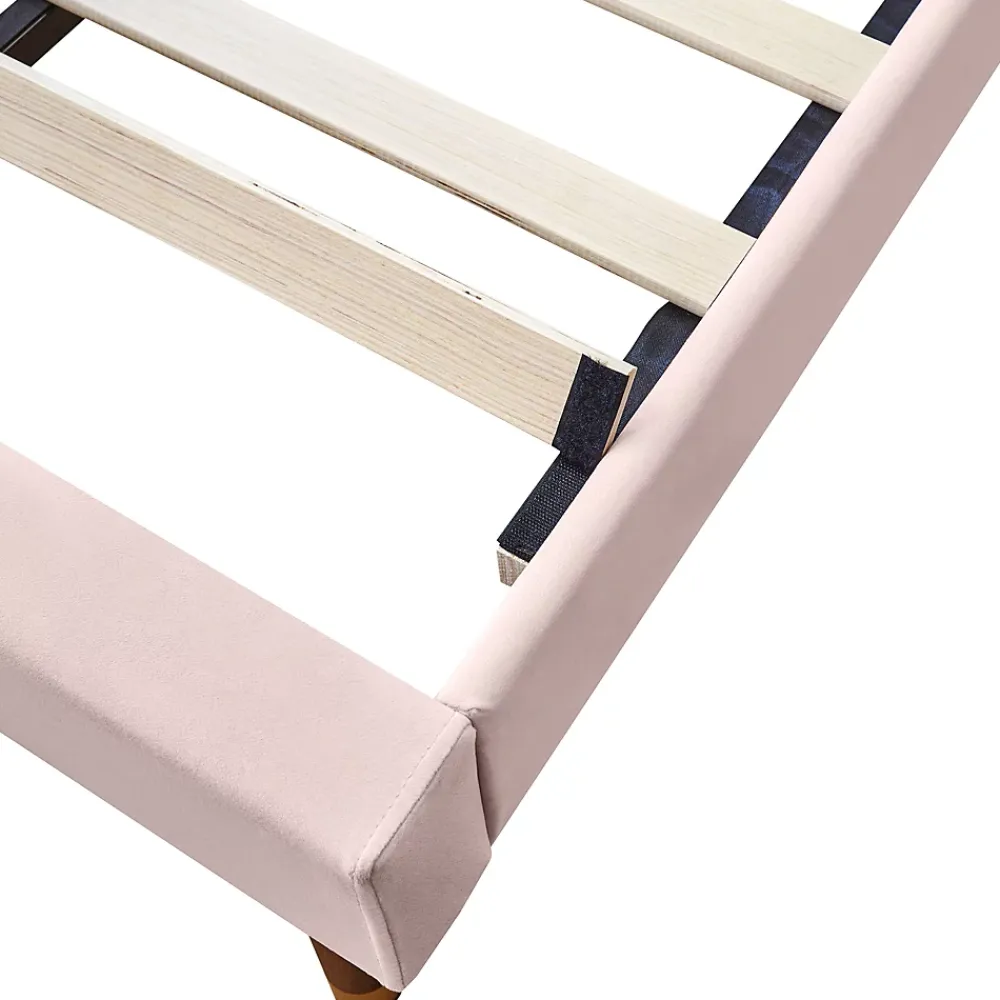 Okwish Lit Simple 90x200 cm - Lit Rembourré ado - Velours - Sans Matelas - Rose* Lit Simple