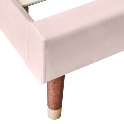 Okwish Lit Simple 90x200 cm - Lit Rembourré ado - Velours - Sans Matelas - Rose* Lit Simple
