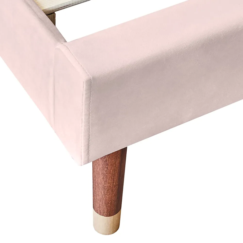 Okwish Lit Simple 90x200 cm - Lit Rembourré ado - Velours - Sans Matelas - Rose* Lit Simple