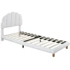 Generique Lit simple 90x200 cm avec tête de lit, sommier en bois, cadre plateforme, pour enfant, blanc*Enfant Lit Enfant