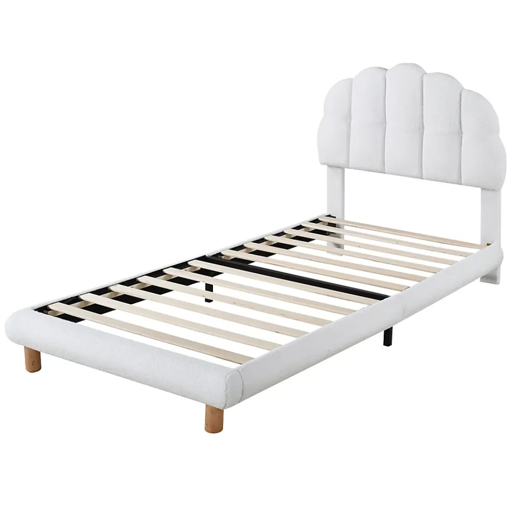 Generique Lit simple 90x200 cm avec tête de lit, sommier en bois, cadre plateforme, pour enfant, blanc*Enfant Lit Enfant