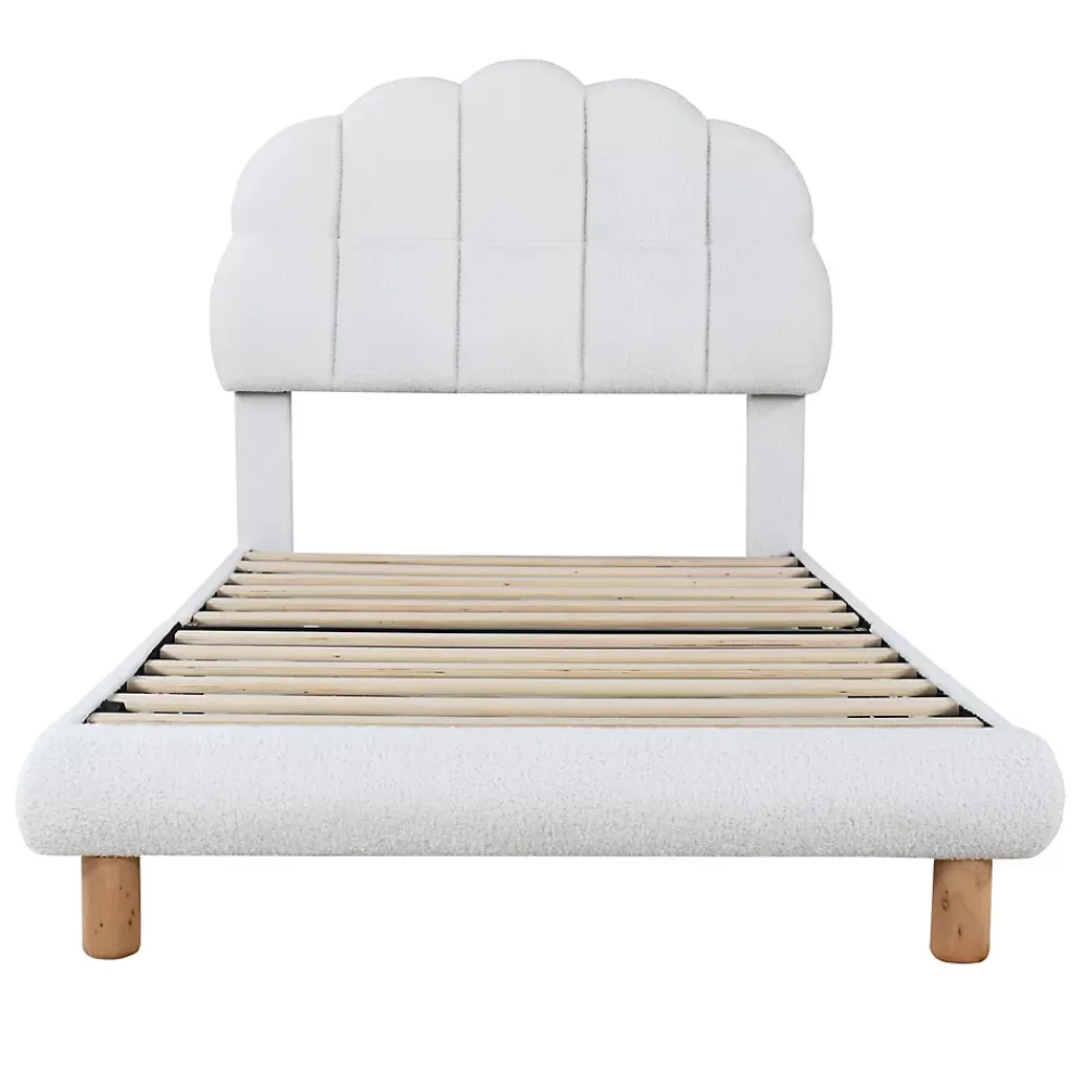 Generique Lit simple 90x200 cm avec tête de lit, sommier en bois, cadre plateforme, pour enfant, blanc*Enfant Lit Enfant