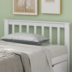 Lit Simple 90x200 cm Bois - Lit Ado ou Adulte avec Rangement Intégré sous le Sommier - Sans Matelas - Bois de Pin + MDF - Blanc><noscript><img width=