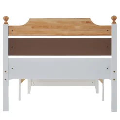 Lit simple 90x200 cm en bois de pin avec pied central, tête et pied en MDF, design Colour-Blocking blanc, lit pour ado et adulte><noscript><img width=