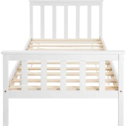 Lit Simple 90x200cm Bois Tête De Lit Pin Blanc>Blackcolors New