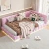Fortuna lai Lit Simple 90x200cm, Canapé-Lit avec Éclairage Ambiant, USB, Typ-C, Rose*Enfant Lit Enfant
