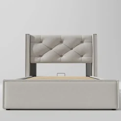Lit Simple 90X200Cm Hydraulique Coton Gris>Blackcolors Outlet
