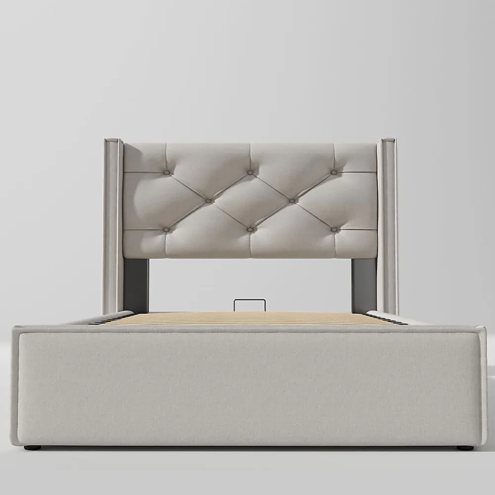 Lit Simple 90X200Cm Hydraulique Coton Gris>Blackcolors Outlet