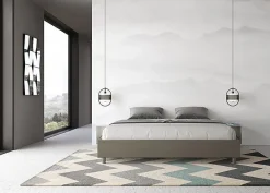 Lit sommier avec sommier capitonné 180x210 cappuccino simili cuir Azelia><noscript><img width=