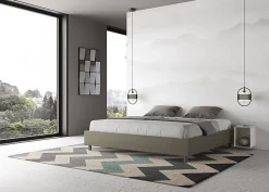 Lit sommier avec sommier capitonné 180x210 cappuccino simili cuir Azelia><noscript><img width=