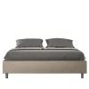 Lit Sommier avec sommier capitonné 160x200 Azelia simili cuir gris tourterelle>Ityhome Discount