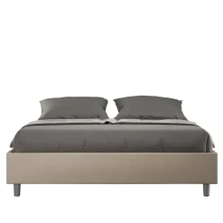 Lit Sommier avec sommier capitonné 160x200 Azelia simili cuir gris tourterelle>Ityhome Discount