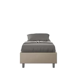Ityhome Lit Sommier avec sommier capitonné 80x210 Azelia simili cuir gris tourterelle* Lit Coffre
