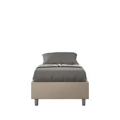 Ityhome Lit Sommier avec sommier capitonné 80x210 Azelia simili cuir gris tourterelle* Lit Coffre