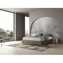 Lit sommier sans sommier capitonné 160x190 simili cuir cappuccino Azelia><noscript><img width=
