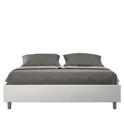 Ityhome Lit Sommier sans sommier capitonné 160x200 simili cuir Azelia blanc* Lit Coffre