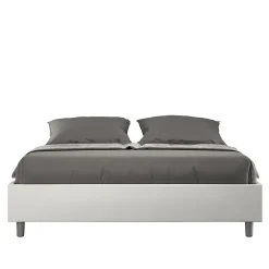 Ityhome Lit Sommier sans sommier capitonné 160x200 simili cuir Azelia blanc* Lit Coffre