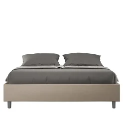 Ityhome Lit Sommier sans sommier capitonné 160x200 Azelia simili cuir gris tourterelle* Lit Coffre