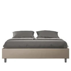 Ityhome Lit Sommier sans sommier capitonné 160x200 Azelia simili cuir gris tourterelle* Lit Coffre