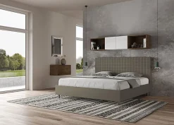 Lit Sunny cappuccino en similicuir avec sommier tapissé 200x210><noscript><img width=