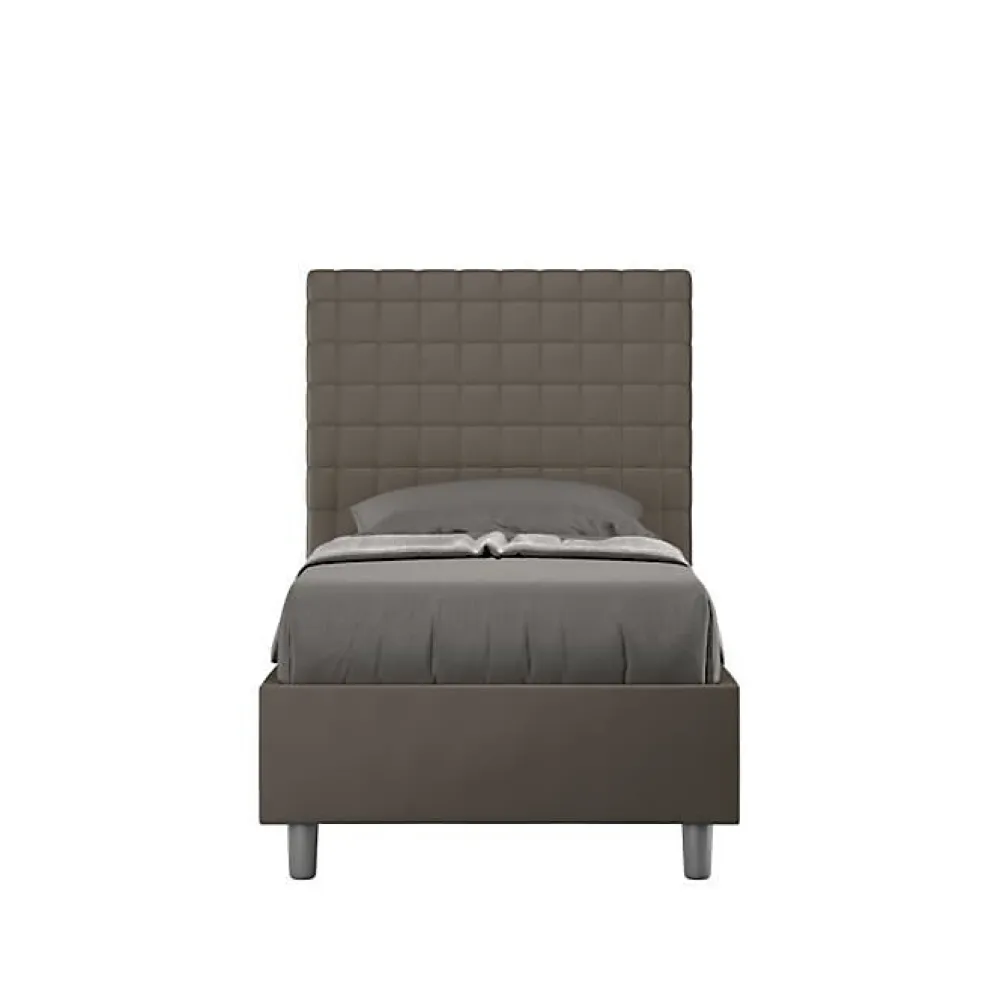 Lit Sunny cappuccino en similicuir avec sommier tapissé 80x190>Ityhome Sale