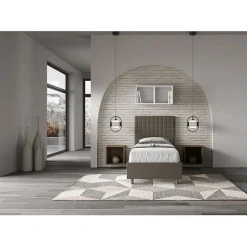 Lit Sunny cappuccino en similicuir avec sommier tapissé 80x190><noscript><img width=